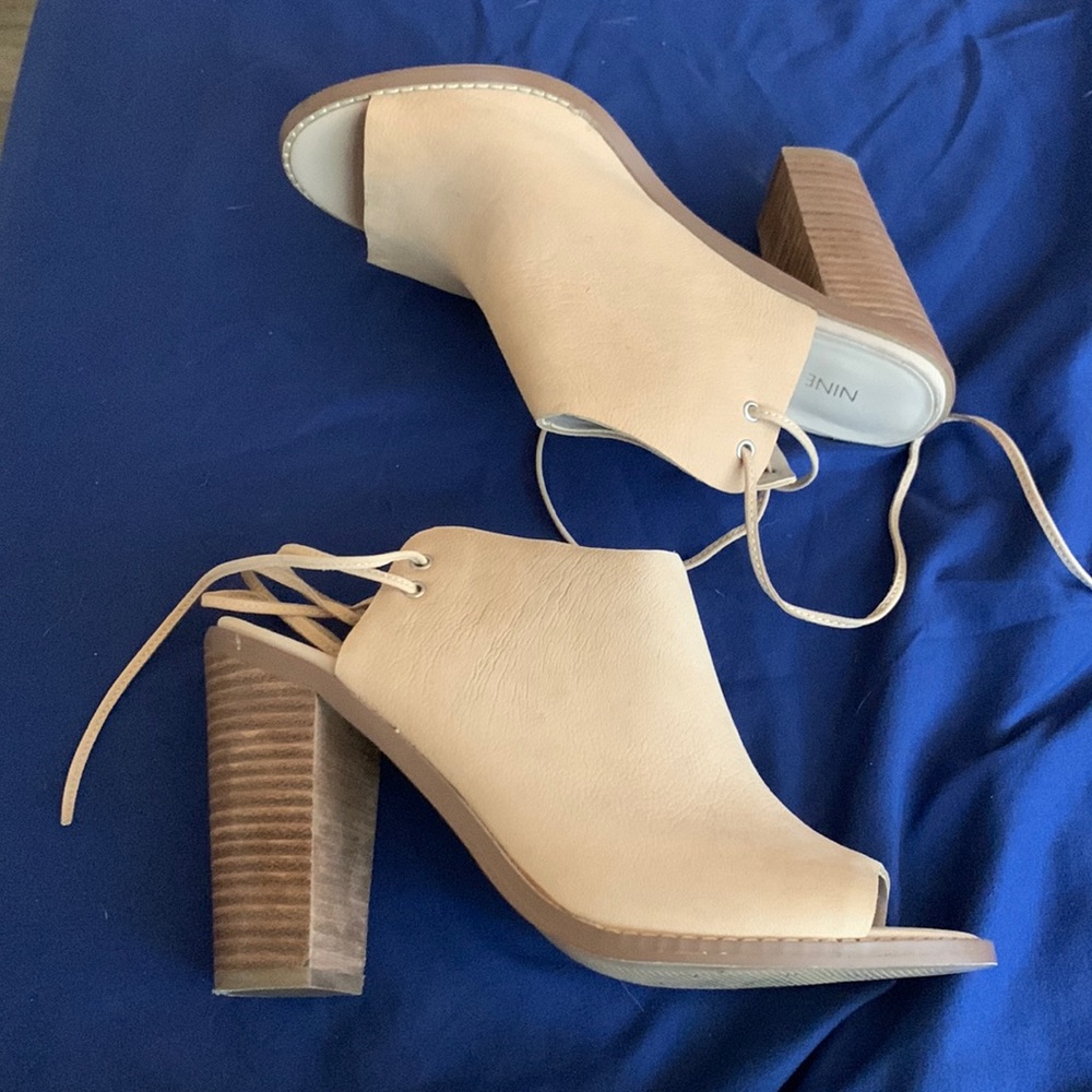 Tan opened toed booties